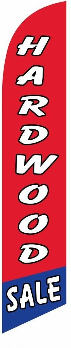 Hardwood Sale (blue/red) Feather Banner Swooper Flag - NO WIND REQUIRED -...