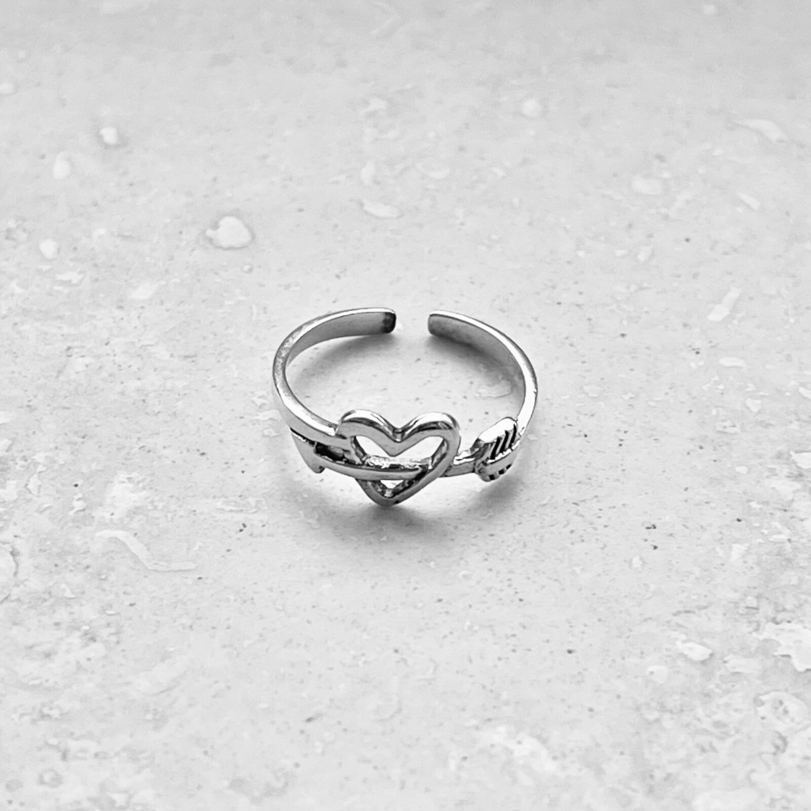 Sterling Silver Heart With Arrow Toe Ring, Silver Rings, Heart Ring