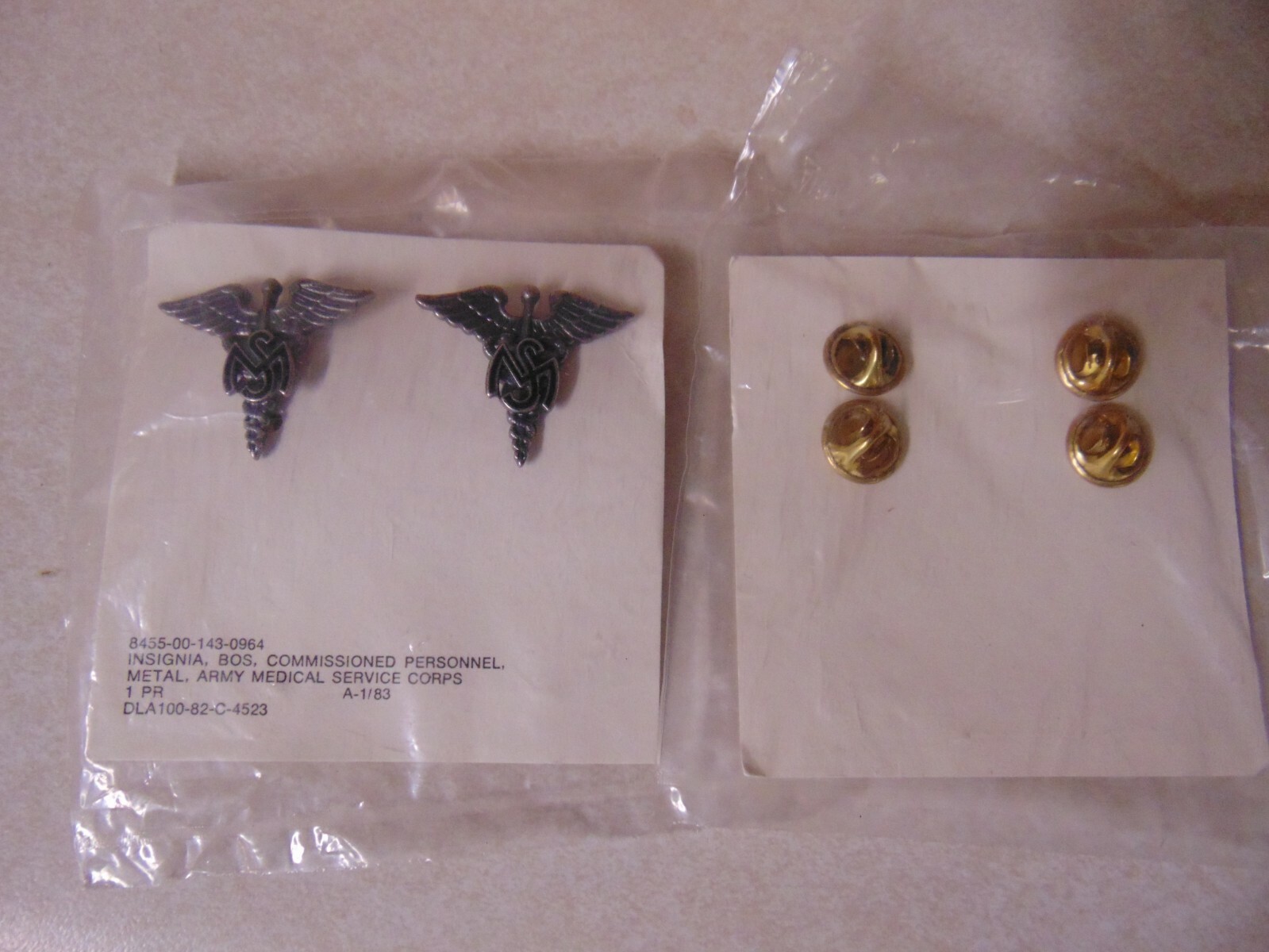 MILITARY INSIGNIA BRAND NEW METAL SET OF 2 ARMY MEDICAL SERVICE CORPS OFFICER