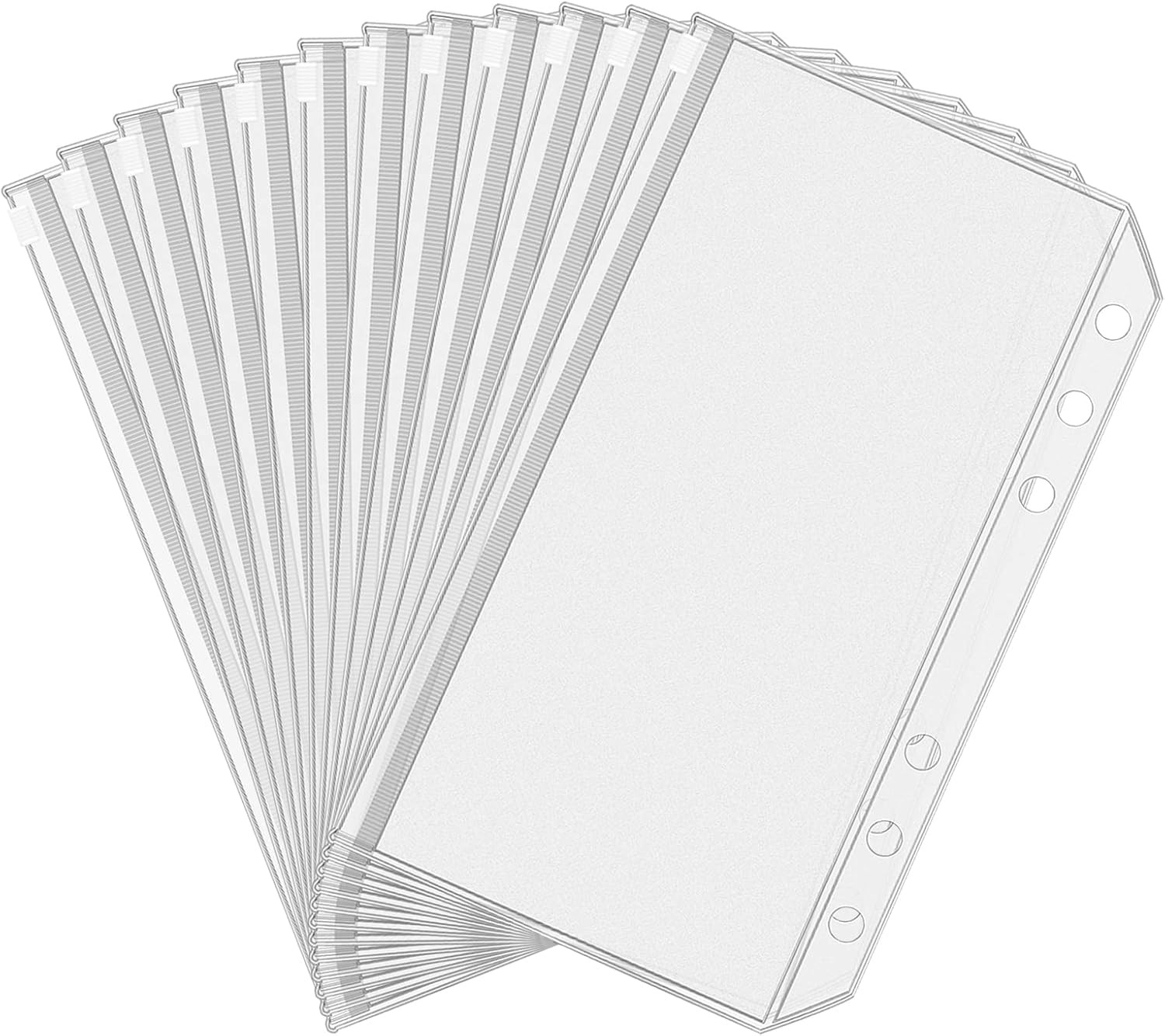Antner 12pcs A6 Size Binder Pockets 6 Holes Budget Cash Size, Clear
