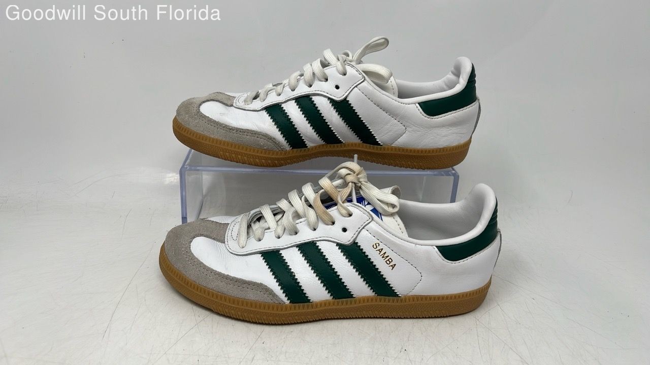 Adidas Kids Samba OG IE1334 White Green Low Top Lace-Up Sneaker Shoes Size 2