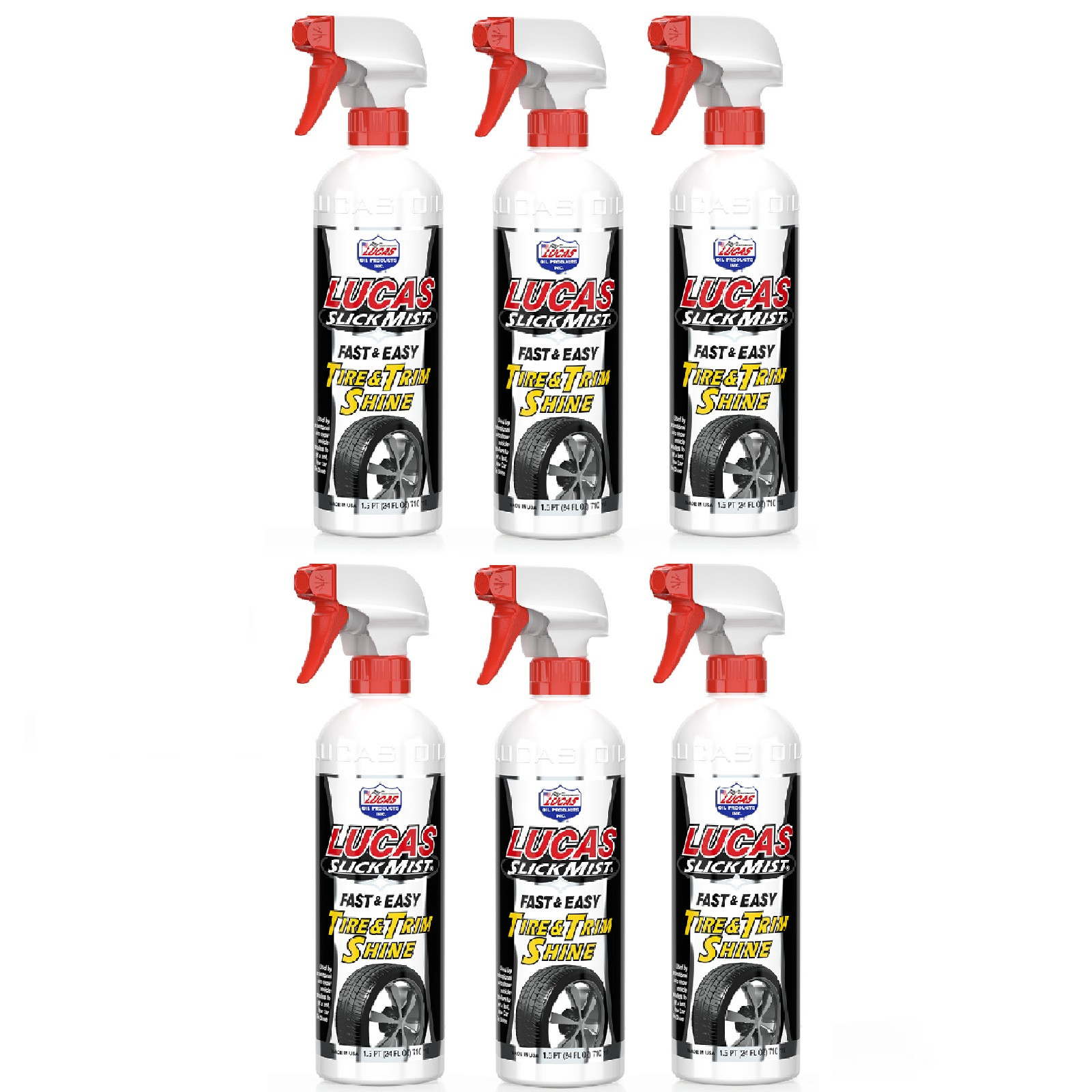 Lucas Oil Set of 6 UV Resistant Slick Mist Tire & Trim Shine 24 Oz Spray Bottles