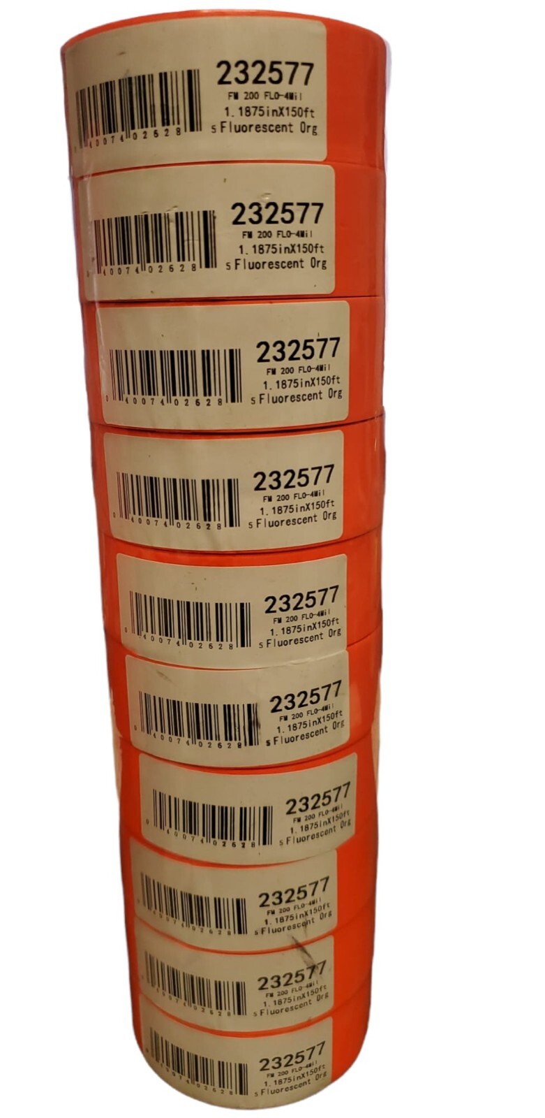 SHURTAPE 232577 FM 200 NON-ADHESIVE FLAGGING FLUORESCENT ORANGE - LOT OF 10