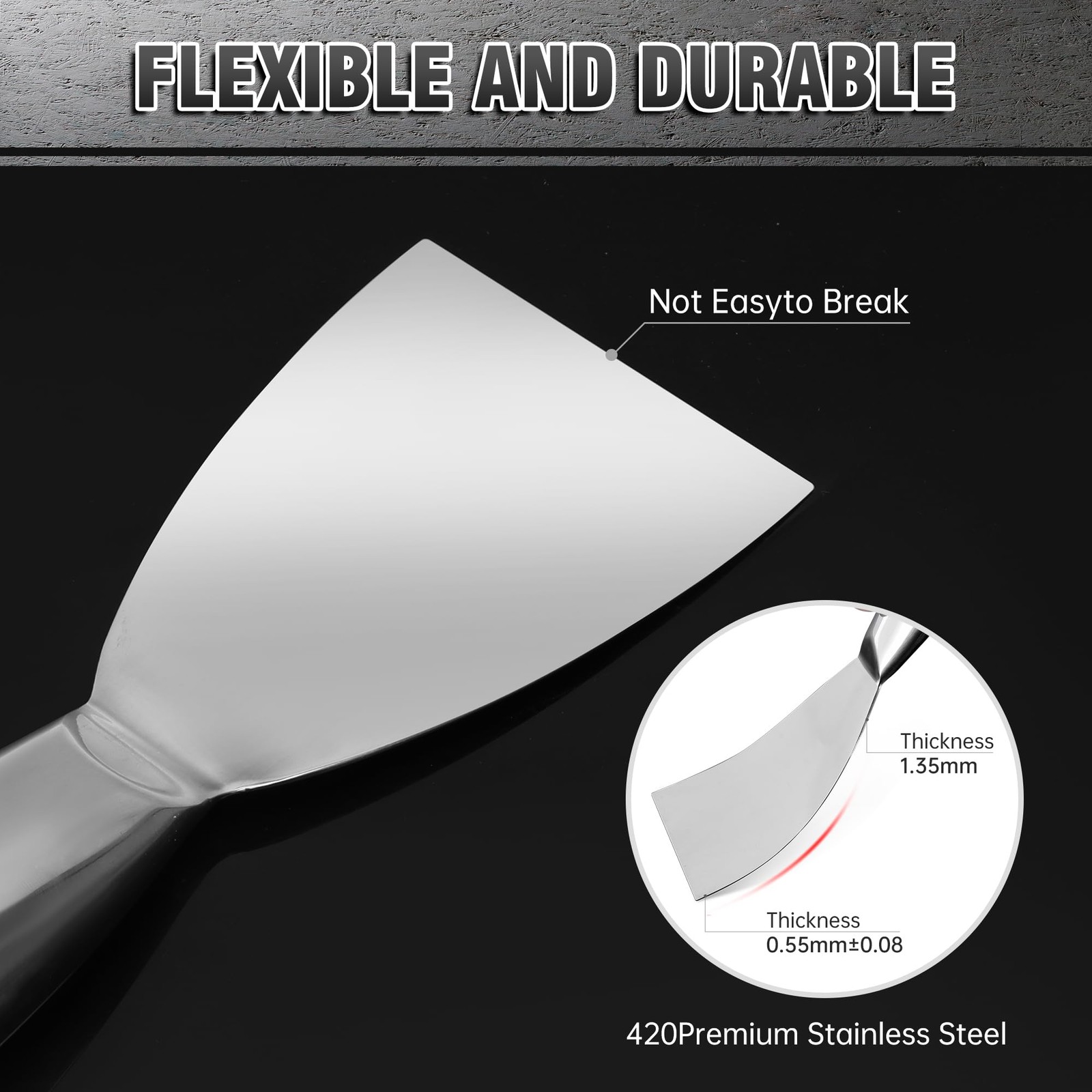 Putty Knife, 5 Pcs Putty Knife Set, 2" 3" 4" 6" 8" Stainless Steel Scraper, S...