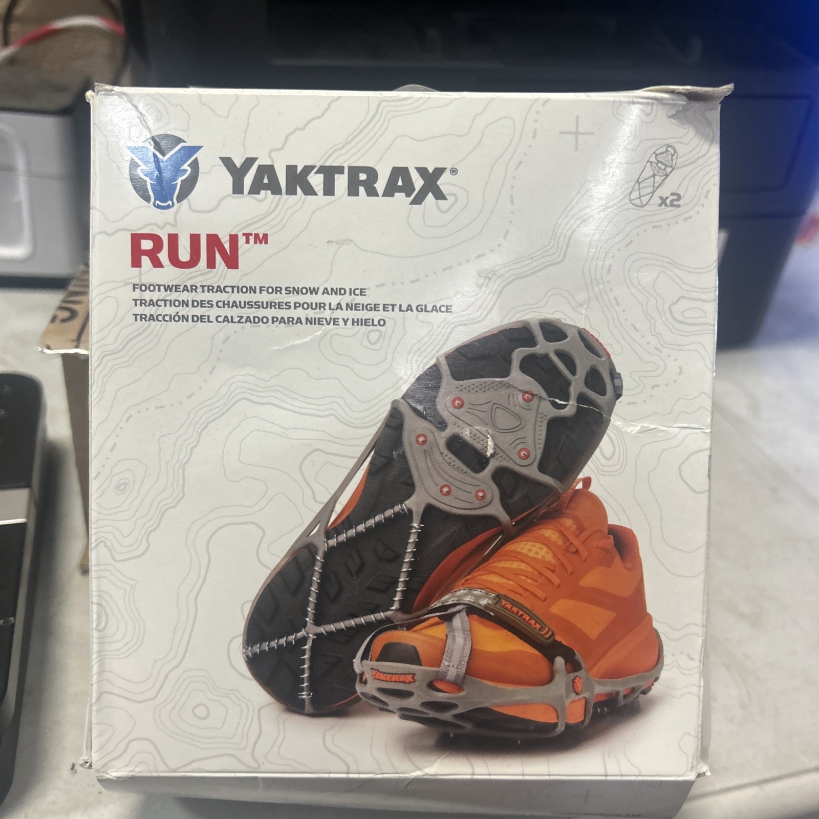 YAKTRAX Run Gray Snow & Ice Traction Spikes & Coils Cleats Sz. M