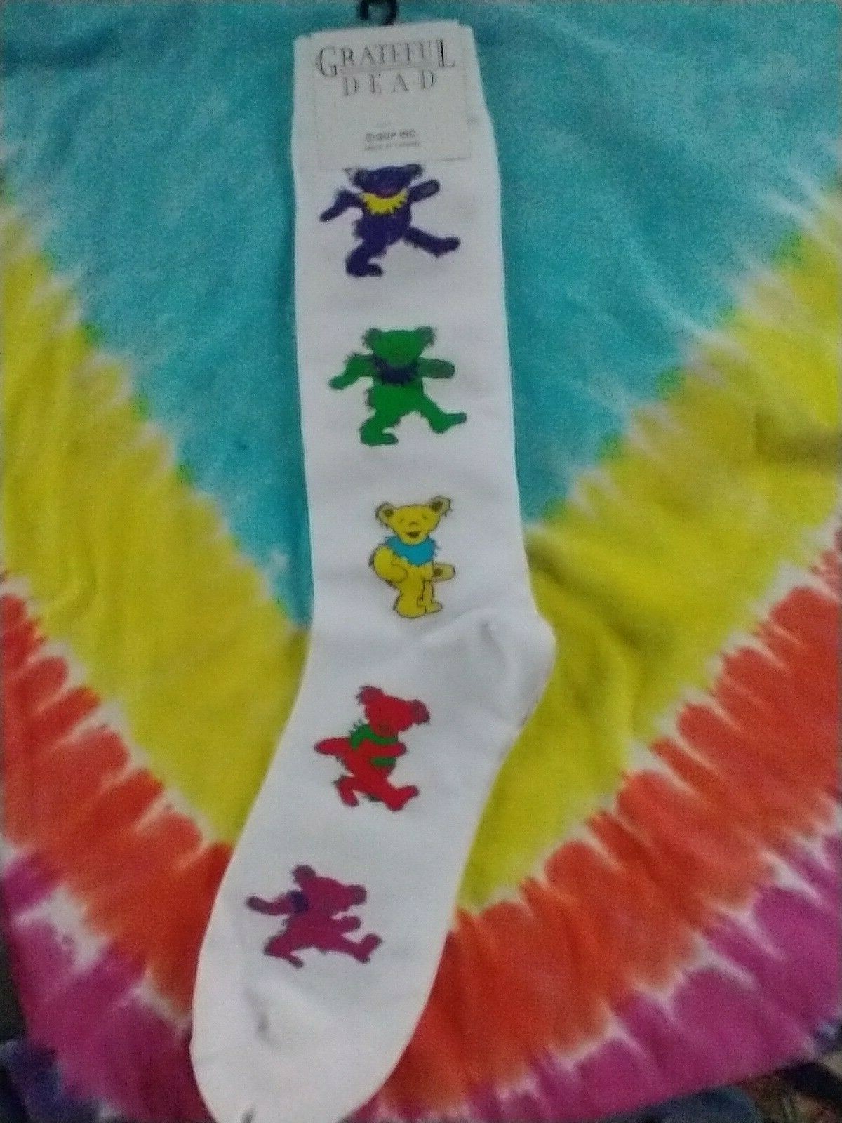 Grateful Dead Men's Dancing Bear White Socks