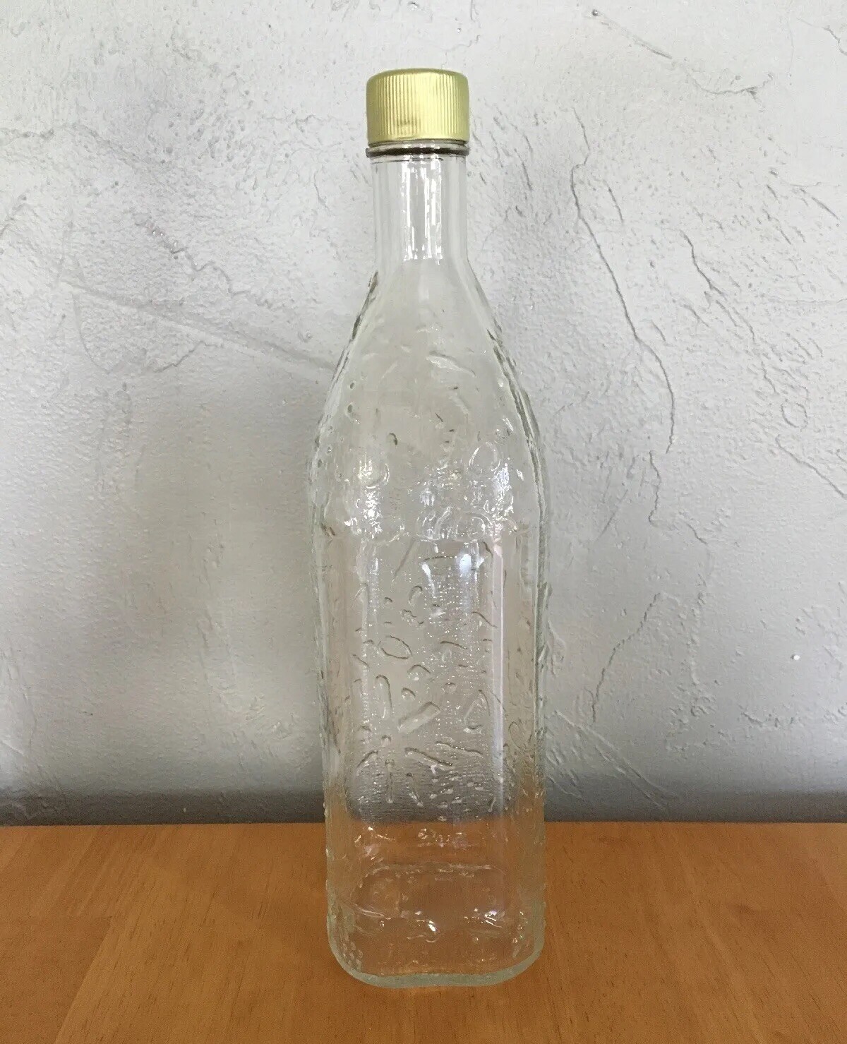 Vintage Thatcher Glass Embossed Liquor Bottle Unique Abstract D-126, 5041