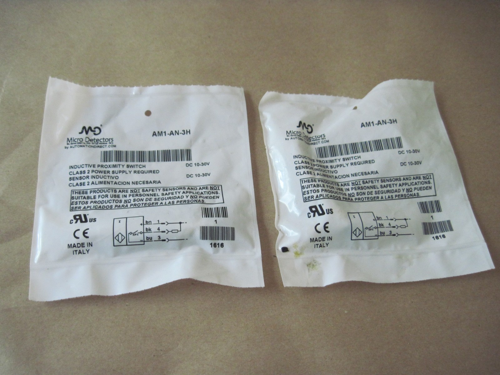 Lot of 2 Automation Direct AM1-AN-3H Inductive Proximity Sensors / Switches, NEW