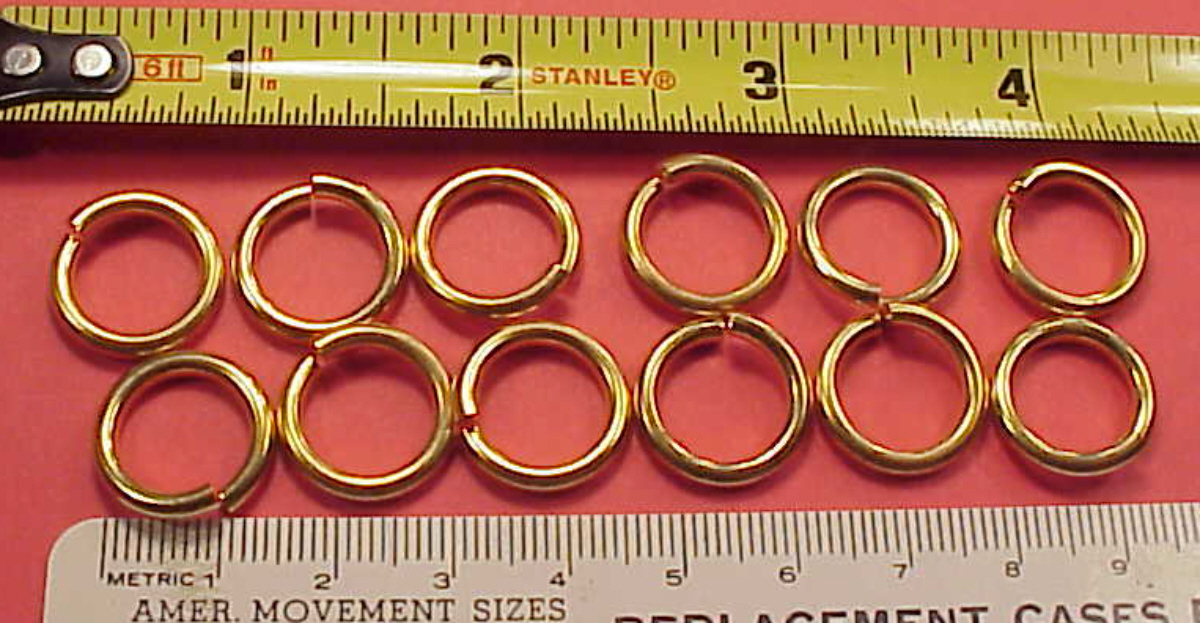 Vintage Gold Plated Brass 16mm 5/8inch Jump Rings Chains 12 Pieces Crafts