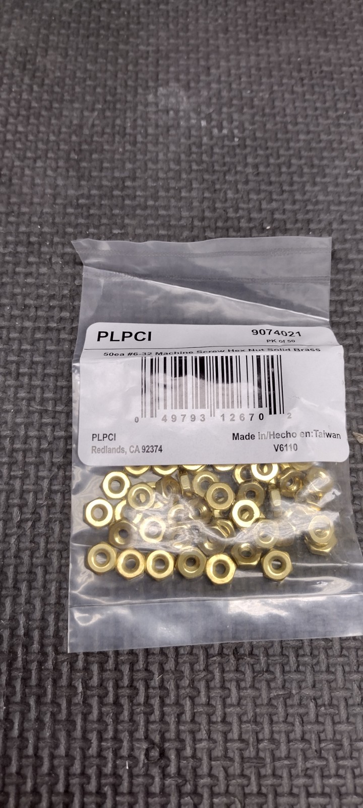 #6-32 Hex Machine Screw Nuts Solid Brass (50) PCS NEW FREE SHIPPING