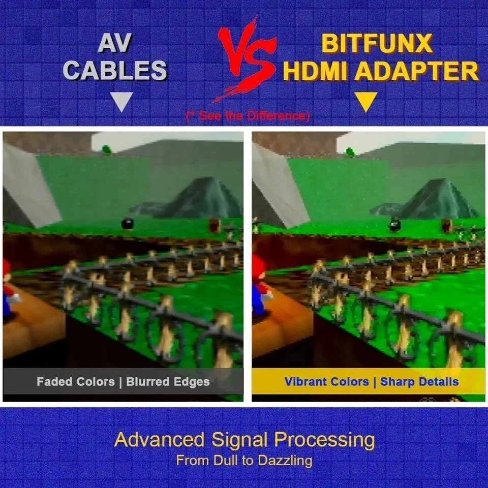 Bitfunx N64 HDMI Adapter 720P 1080P HD Converter Upscale N64 SNES SFC GameCube