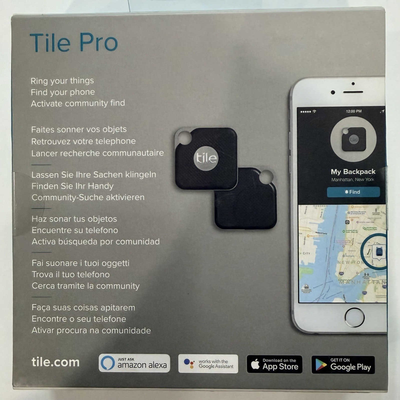 Tile Pro Tracker With Replacement Battery - 300ft Range - Black (Brand New)
