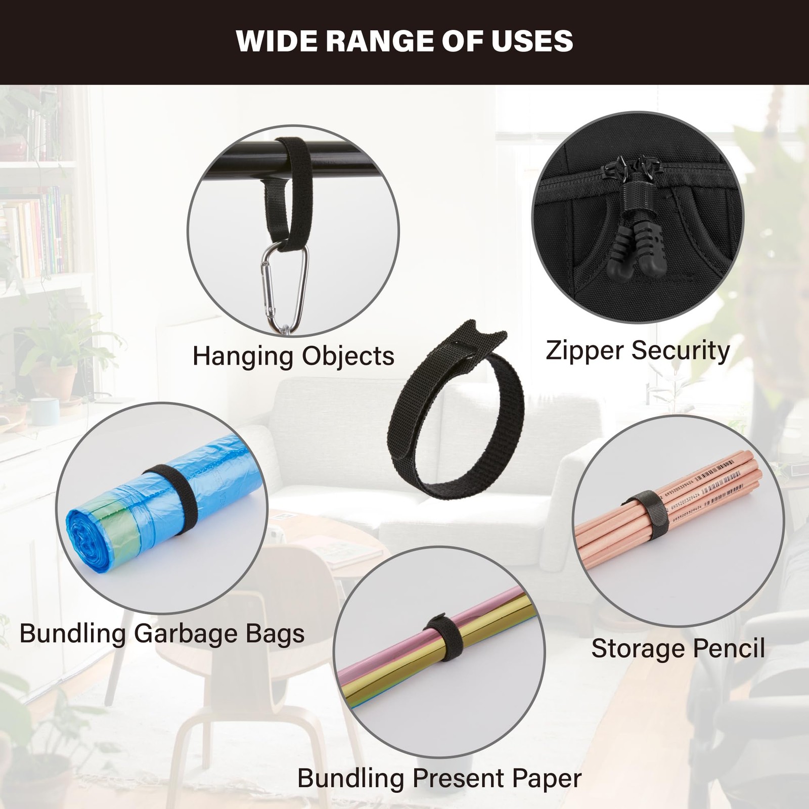 90PCS Reusable Cable Ties with Hook and Loop, Multi-purpose Adjustable 8 Inch...