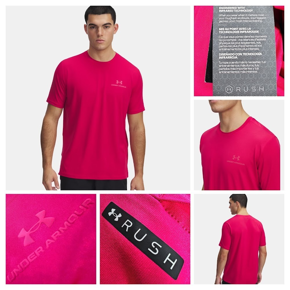 Under Armour  L Men's T-Shirt Fuchsia Pink Stretch Loose  UA Vanish Energy   NWT