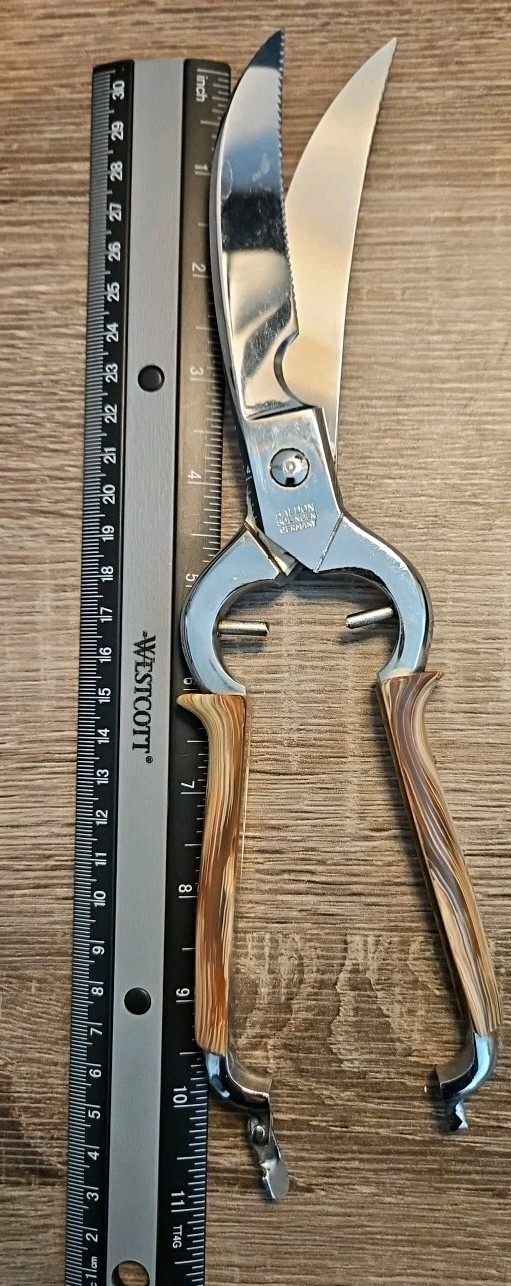Vintage PRM Solingen Made in Germany Poultry Shears Chrome Scissors EUC