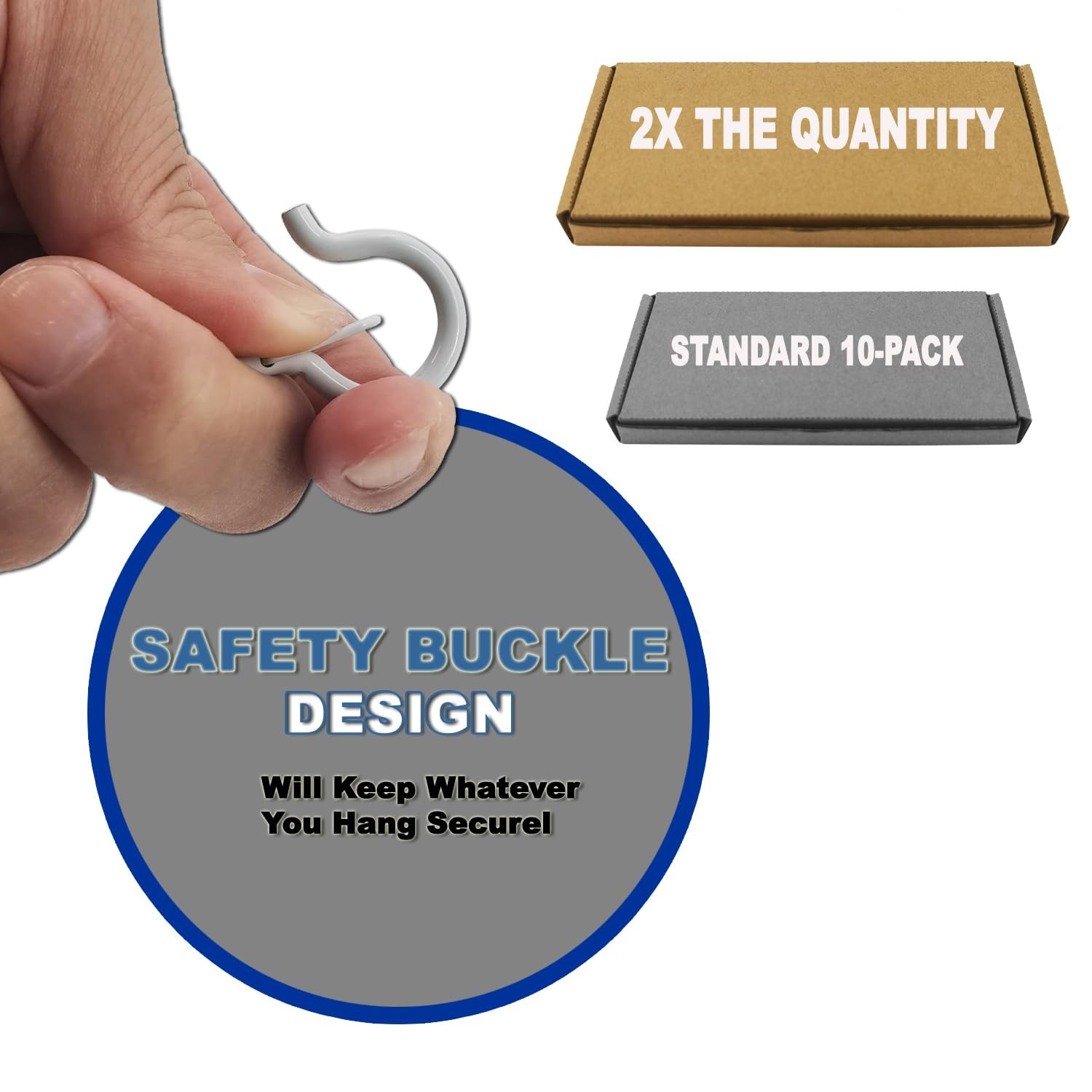 20 Pack Q Hanger Hooks with Safety Buckle, Rustproof Screw Hooks for Hanging ...
