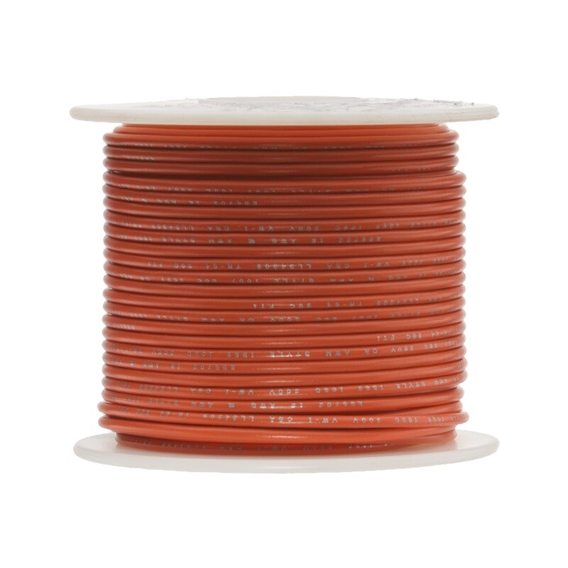 24 AWG Stranded Topcoat Hook Up Wire, Orange, 100 ft, 0.086" Dia, UL1015, 600V