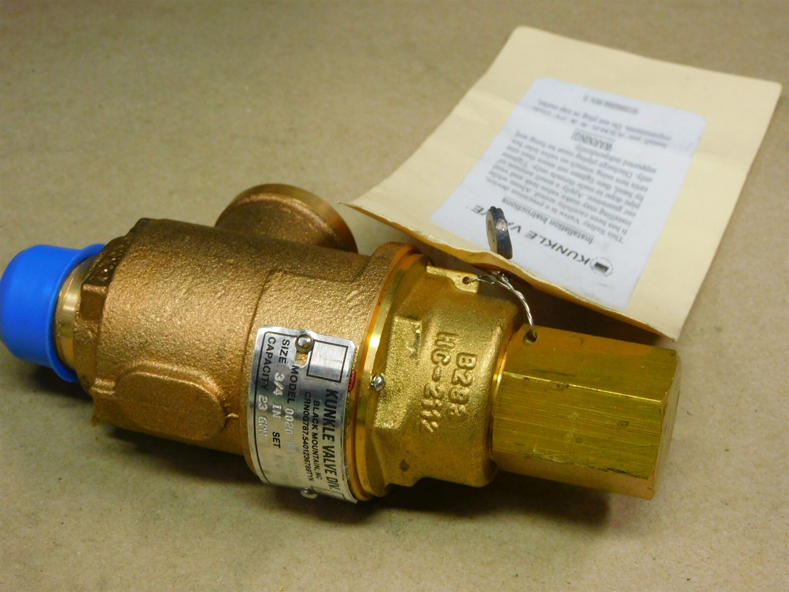 Kunkle Valve 0020-D01-MG0120 Bronze Relief Valve 3/4" SET AT 120 PSIG  NEW