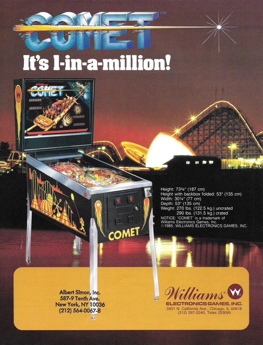 1985 Williams Comet Pinball Machine Rubber Ring Kit