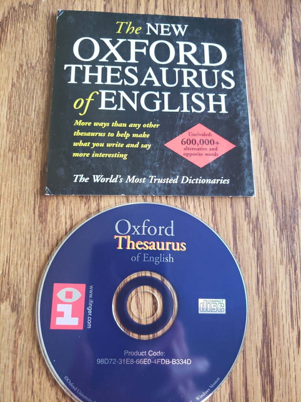 The New Oxford Thesaurus Of English Computer Software CD-ROM Windows 95,98, 2000