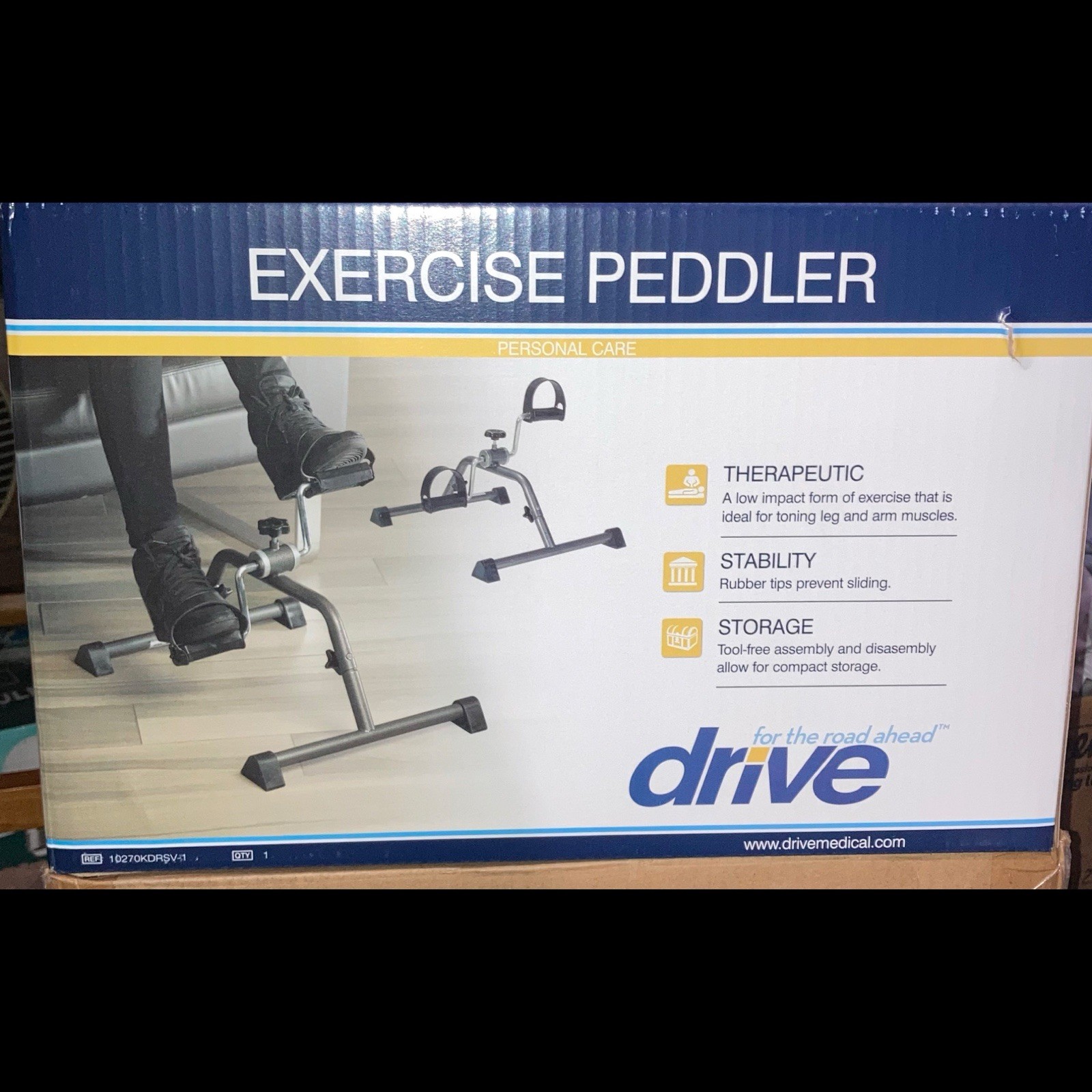 NEW DRIVE MEDICAL Therapeutic ￼Exercise Peddler Silver Vein Finish 10270KDRSV-1