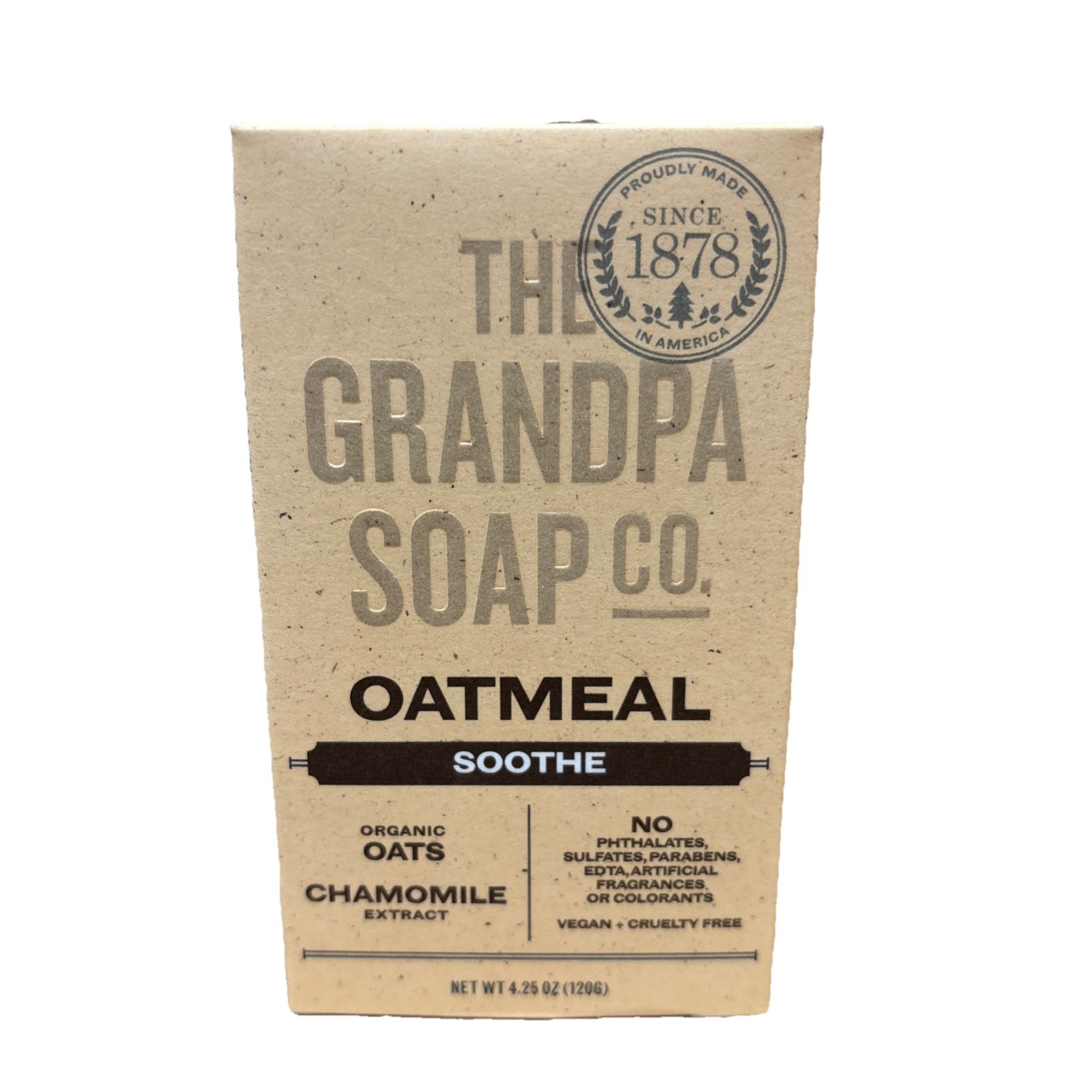 The Grandpa Soap Co. Oatmeal Soap 4.25 oz Bar Soothe Face Body BB 03/2028