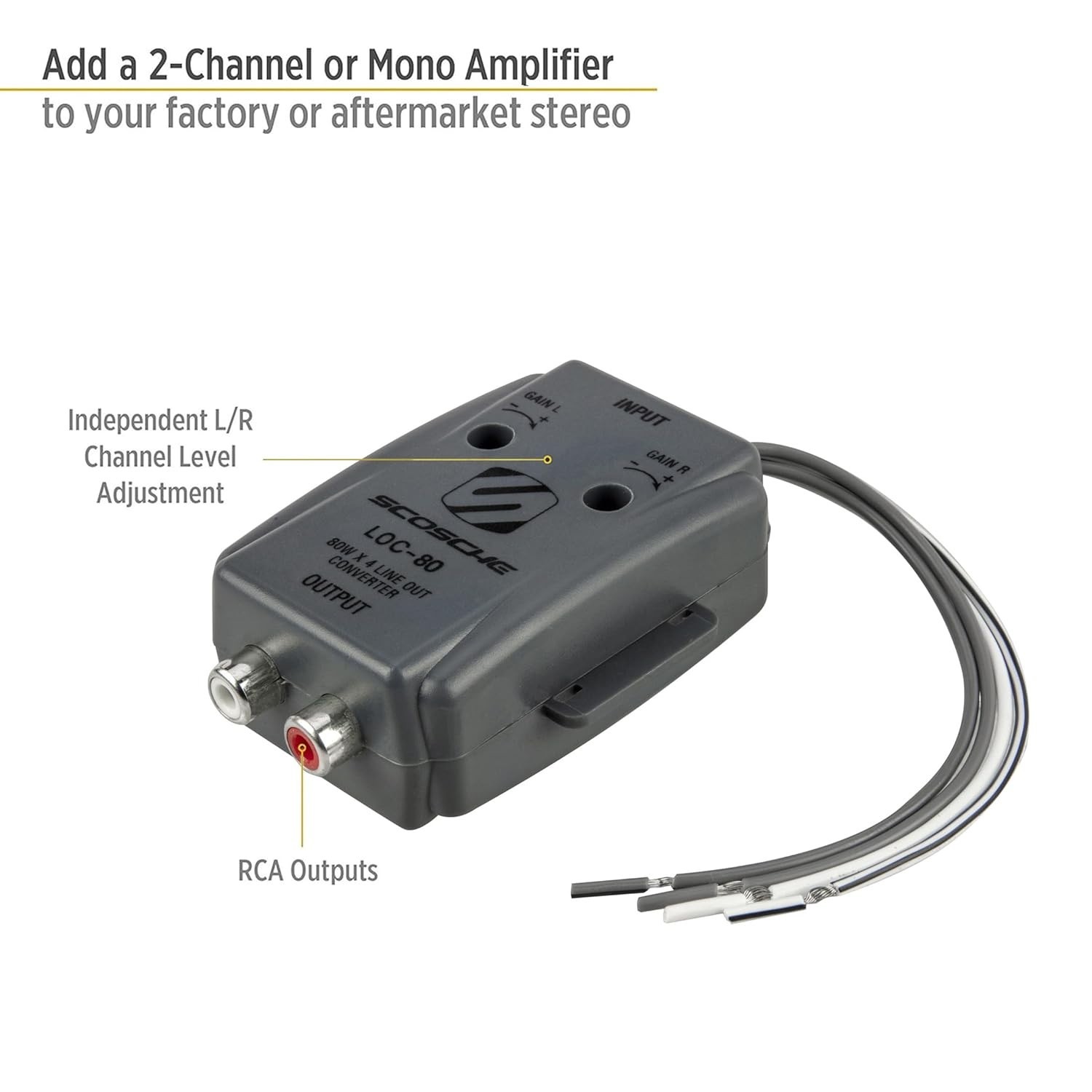 2 Channel RCA Converter - Ideal Line Level Converter for Car Amplifiers