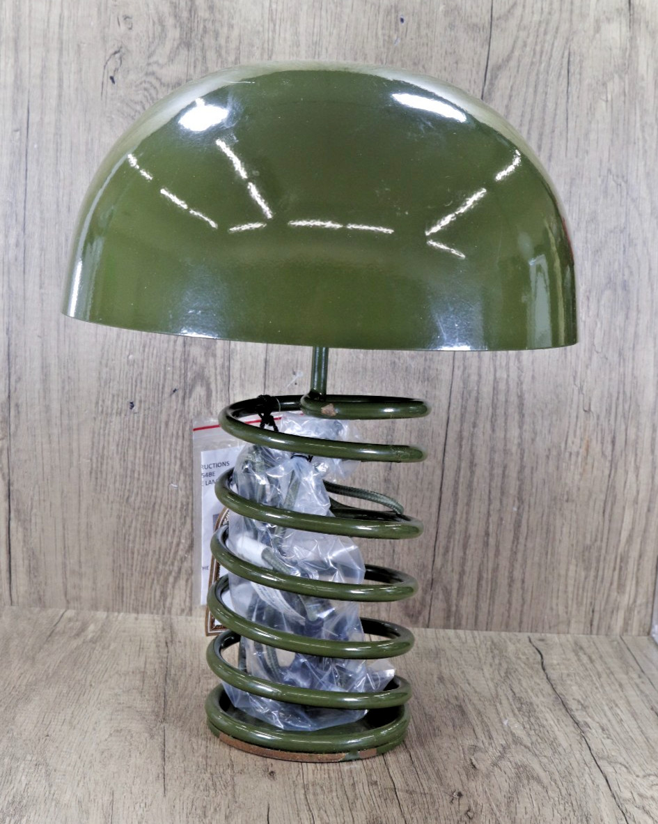 Retro /Vintage style Mancave Car Coil Spring Lamp /Garage Army Green.