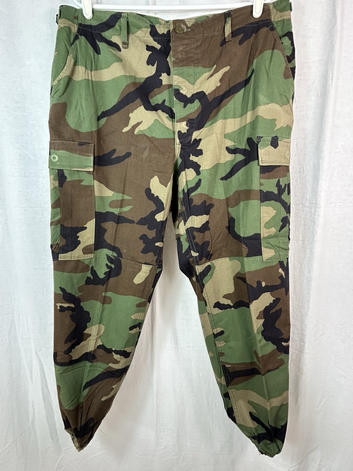 U.S. Military Woodland Combat Trousers Men’s Sz Large w/ Elastic Leg Bottoms