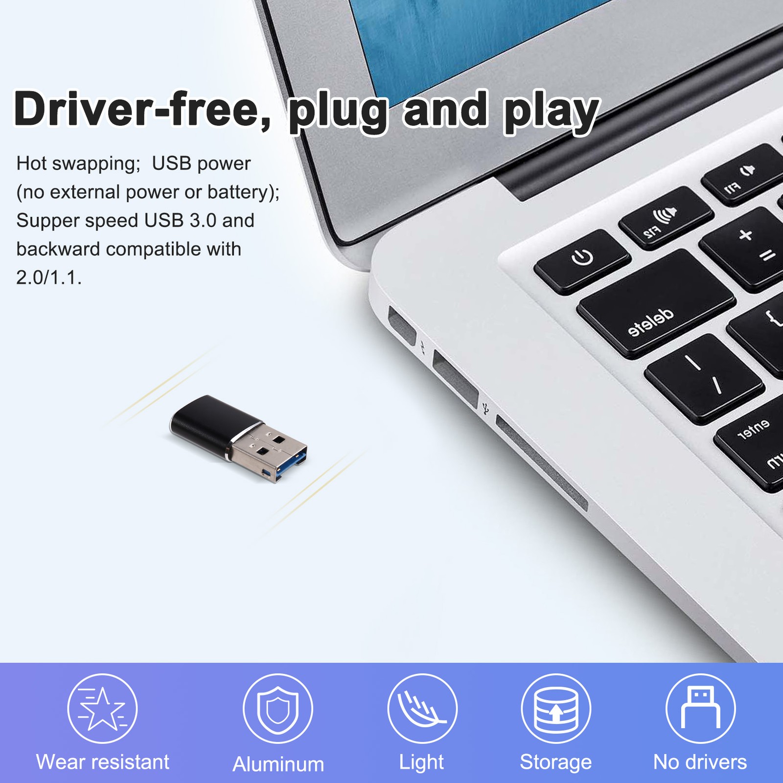 Aluminum USB 3.0 Memory Card Reader Adapter for Micro- Card/TF Card Reader1080