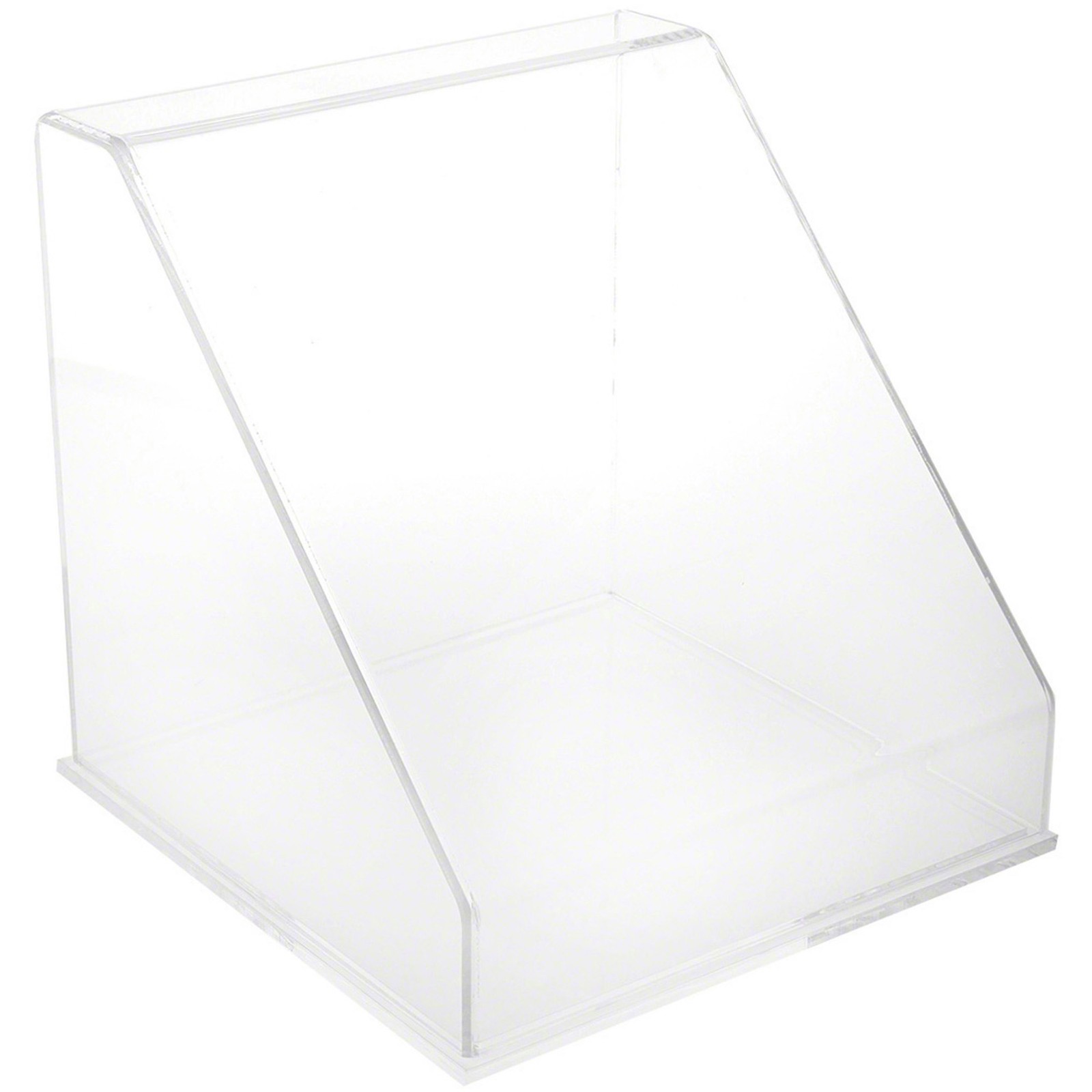 Plymor Clear Acrylic Slanted Front Display Case with Base, 12" x 12" x 12"