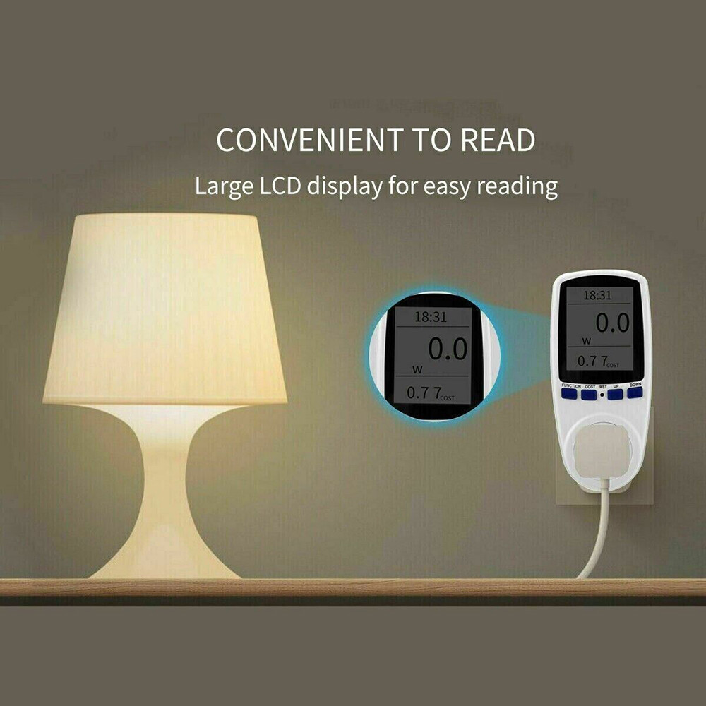 LCD Digital Power Meter Consumption Electricity Usage Watt Amps Volt Monitors