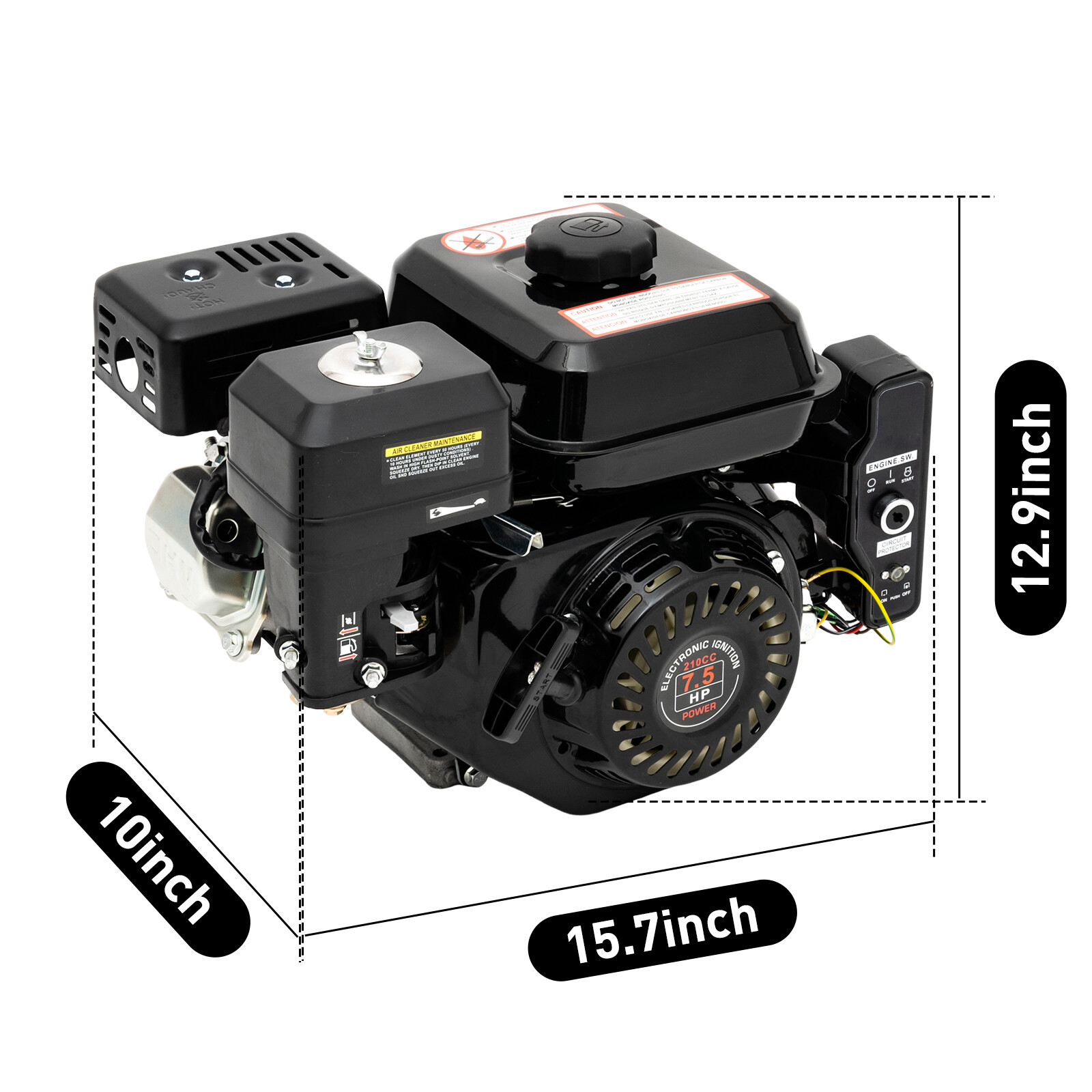 212cc 7.5 HP 4-Stroke Electric Start Horizontal Engine Go Kart Gas Engine Motor