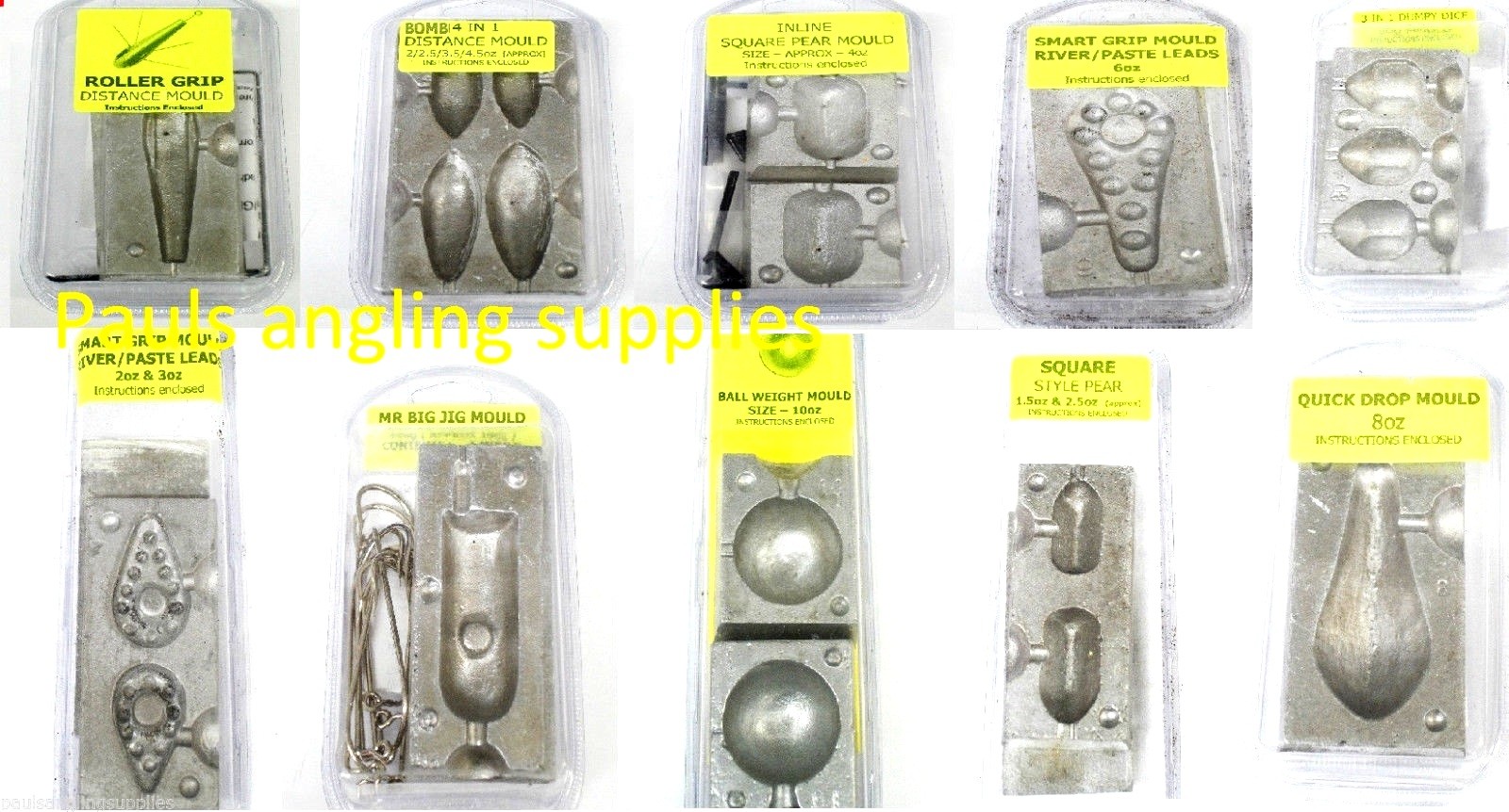 Angling Supplies Sea Fishing Lead Weight Moulds for Boat Beach Pier Carp etc.