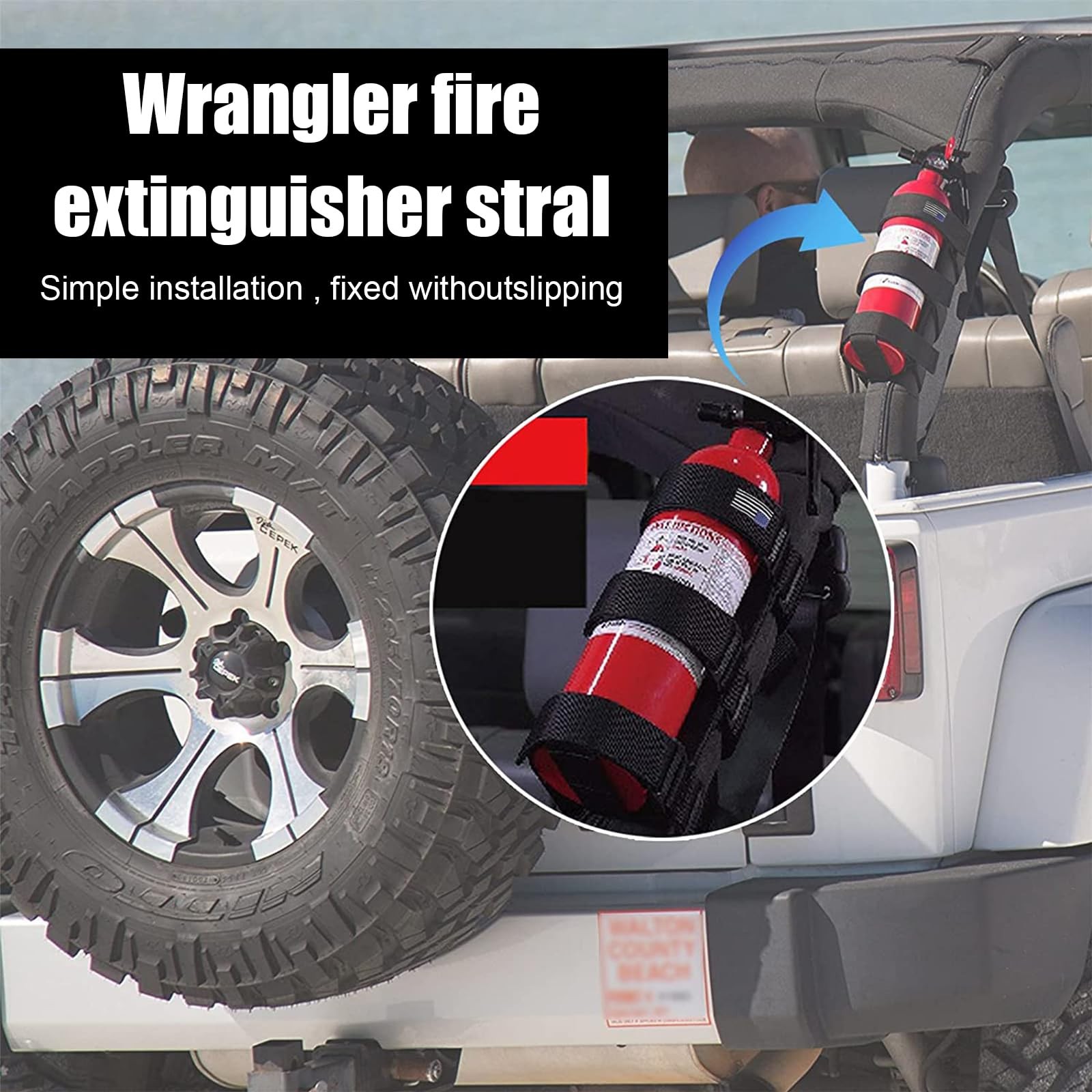 1 PC Fire Extinguisher Mount, Flag Roll Bar Fire Extinguisher Holder Strap, A...