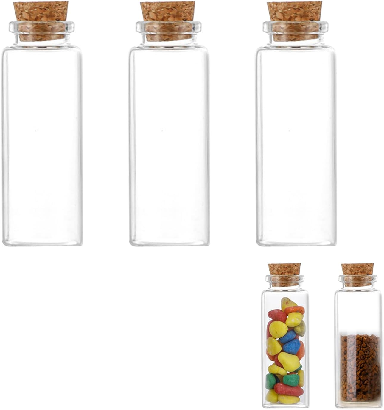 3PCS Small Glass Bottles with Cork Mini Jars with Lid Tiny Bottle for Decor Litt