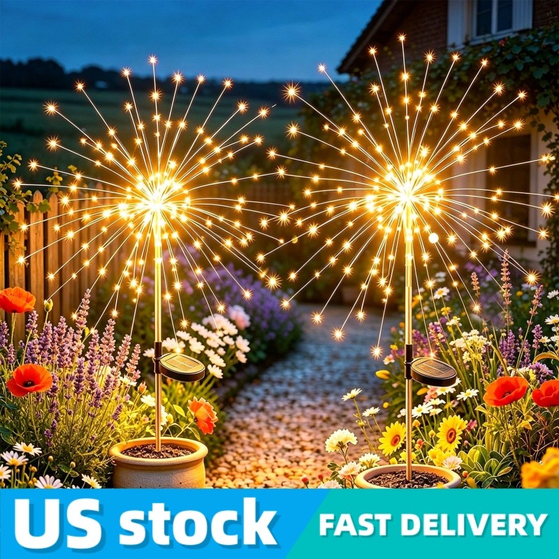 1PC 150 LED Solar Firework Lights Outdoor Garden Decor Waterproof Path Lawn Lamp