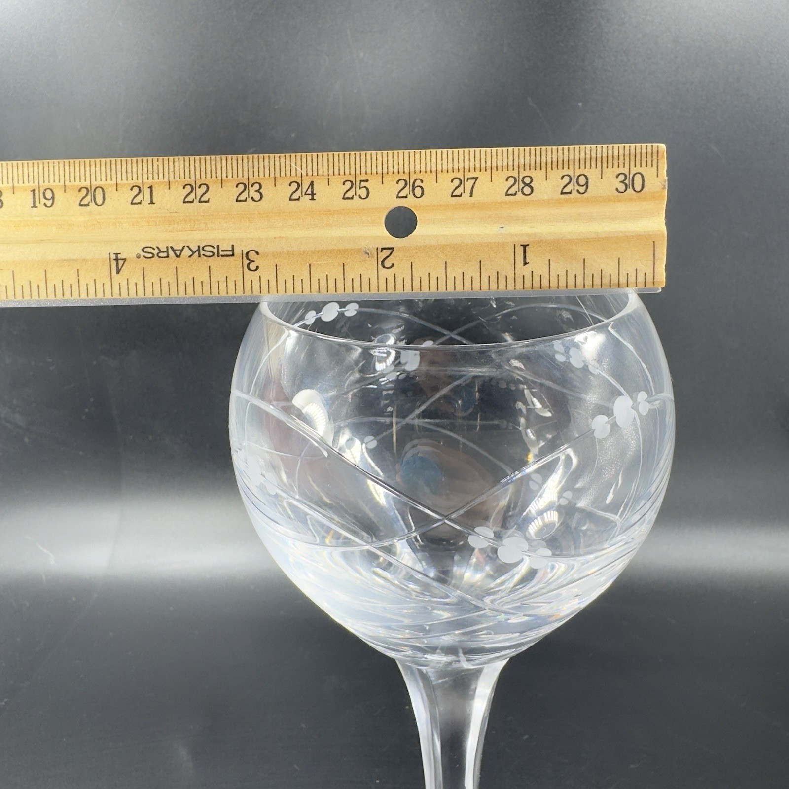 Royal Doulton PRECIOUS Pattern Clear Crystal Goblet Etched Glasses Cups VTG Set2