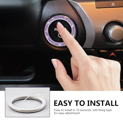 2PCS Car Engine Start Decoration Ring, Bling Crystal Double Rhinestone purple