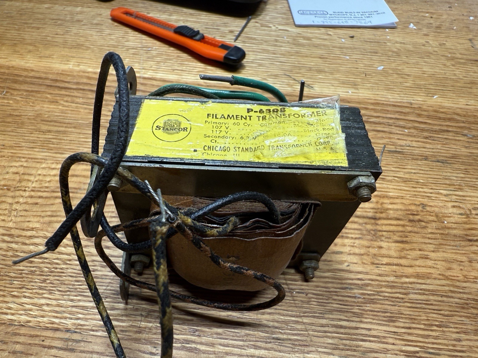 1 NOS  STANCOR P-6308 FILAMENT TRANSFORMER 6.3 C.T. @ 10.0 A