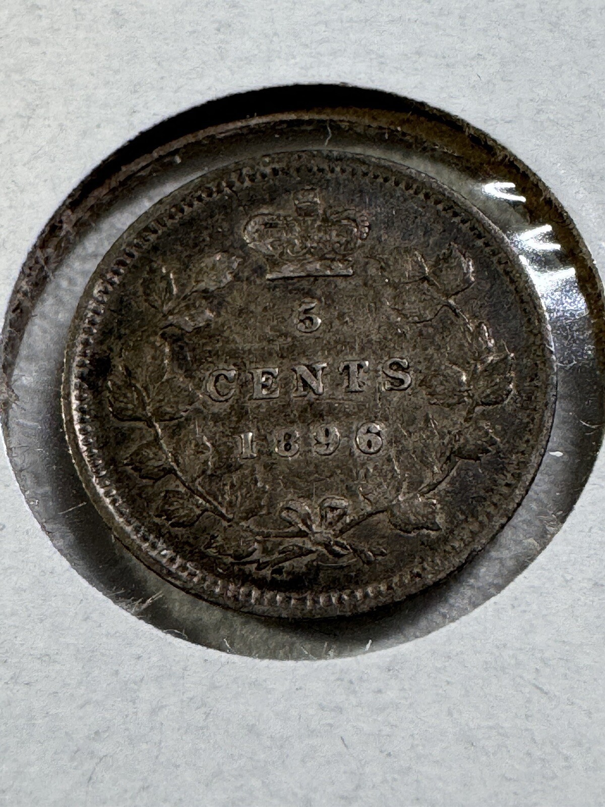 1896 Canada 5 Cents Small Silver Coin