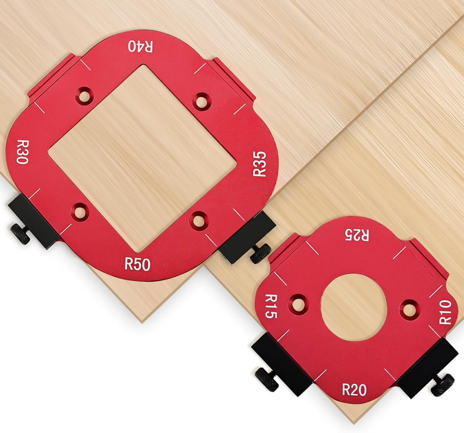 2 Pack Router Corner Radius Templates, Router Corner Jig (R10-R50) | Premium Alu
