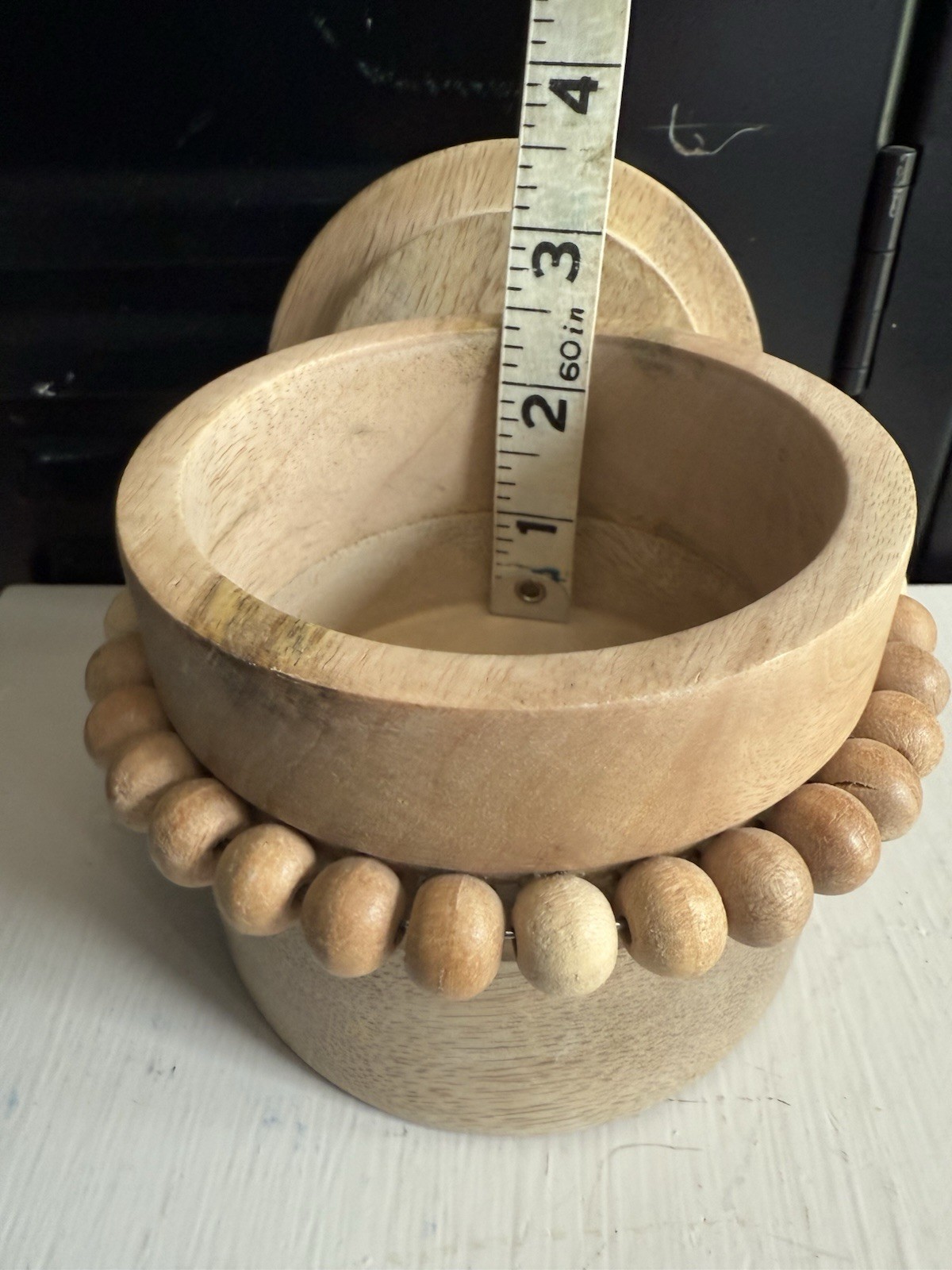 Trinket Box / Keepsake Box WOOD with bead Trim