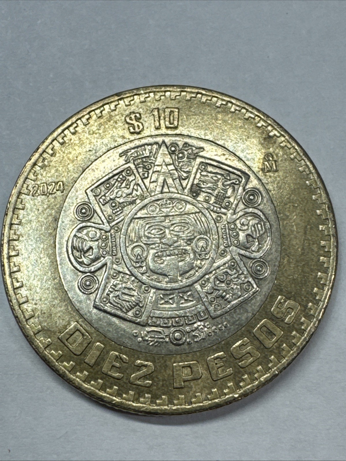 2024 10 Pesos Bi-Metal Mexico Aztec Calendar Coin