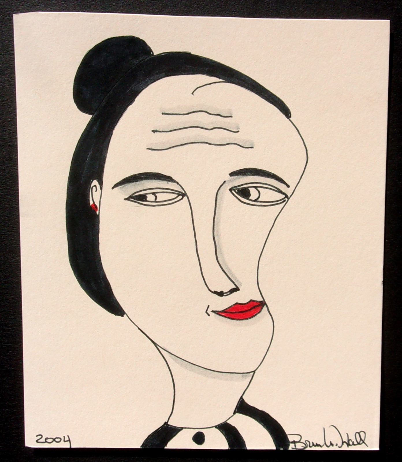 BRUCE W. HALL OUTSIDER NAIVE FOLK ART PORTRAIT ORIGINAL DRAWING 2004 #67