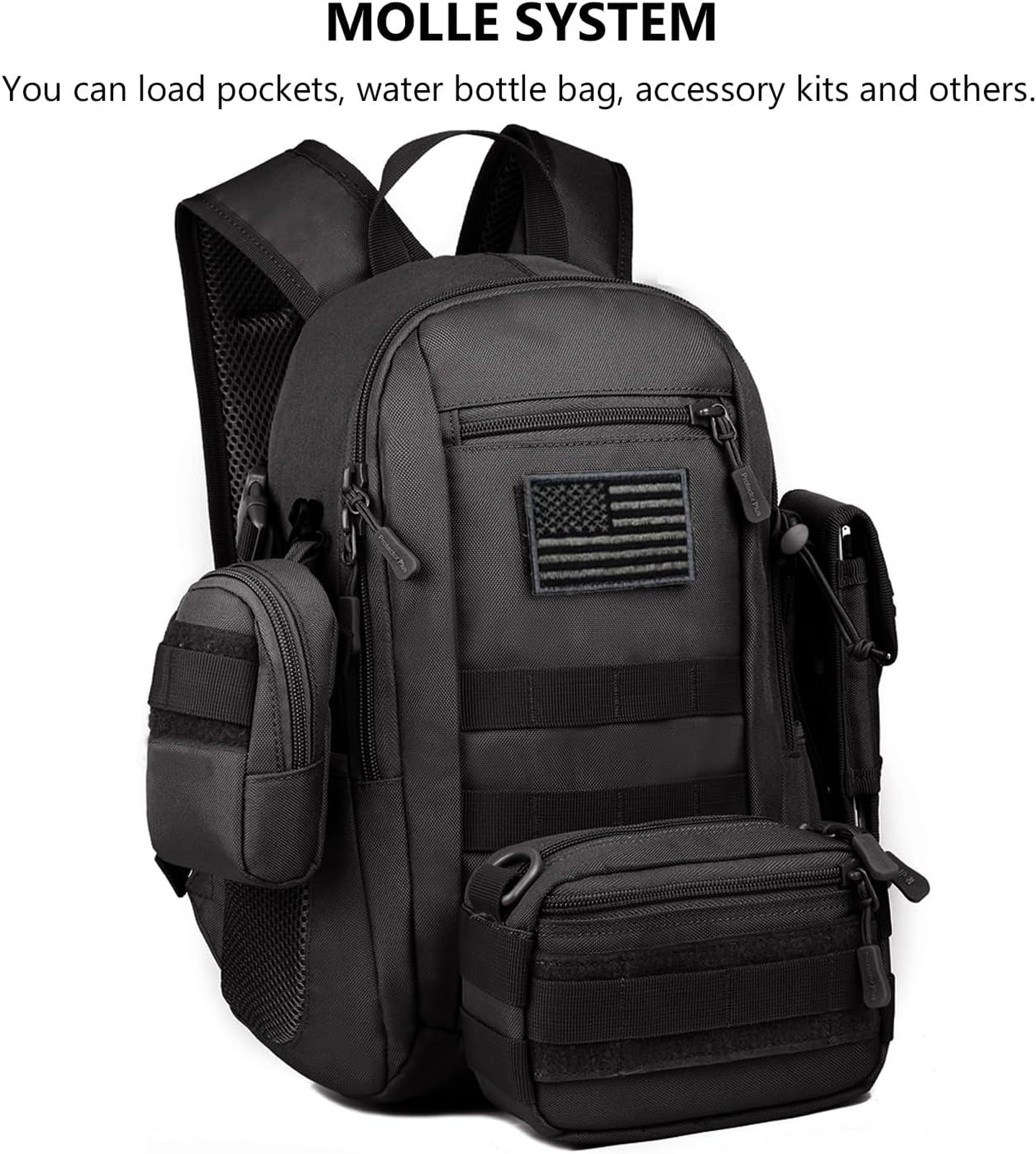 Mini Tactical Backpack MOLLE Waterproof Nylon 10L X-Small Camping Daypack Bag