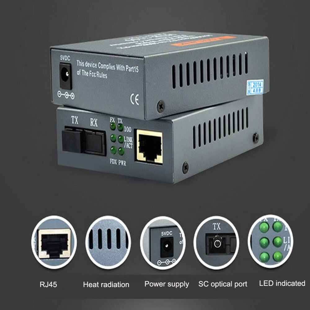 Premium 10/100Mbps Ethernet to Fiber Optic Media Converters-Singlemode 25Km 2pcs