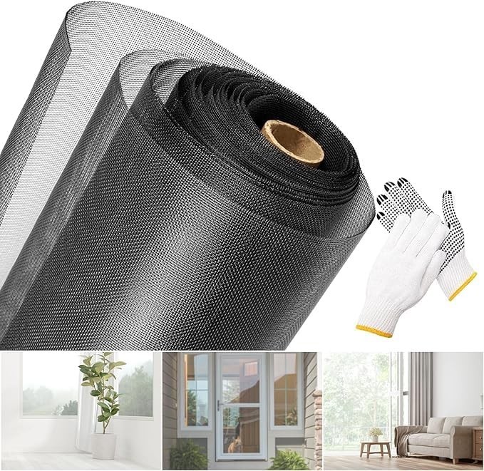 DOLEMODUO 304 Stainless Steel Black Window Screen Mesh Roll, 36 Inch X 98 Ft