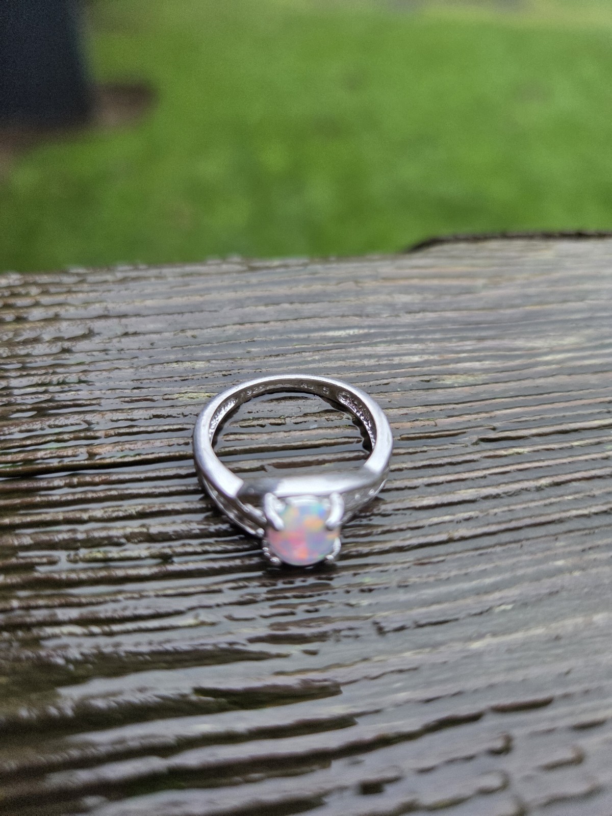 Sterling Silver Opal Ring 925 Size 5
