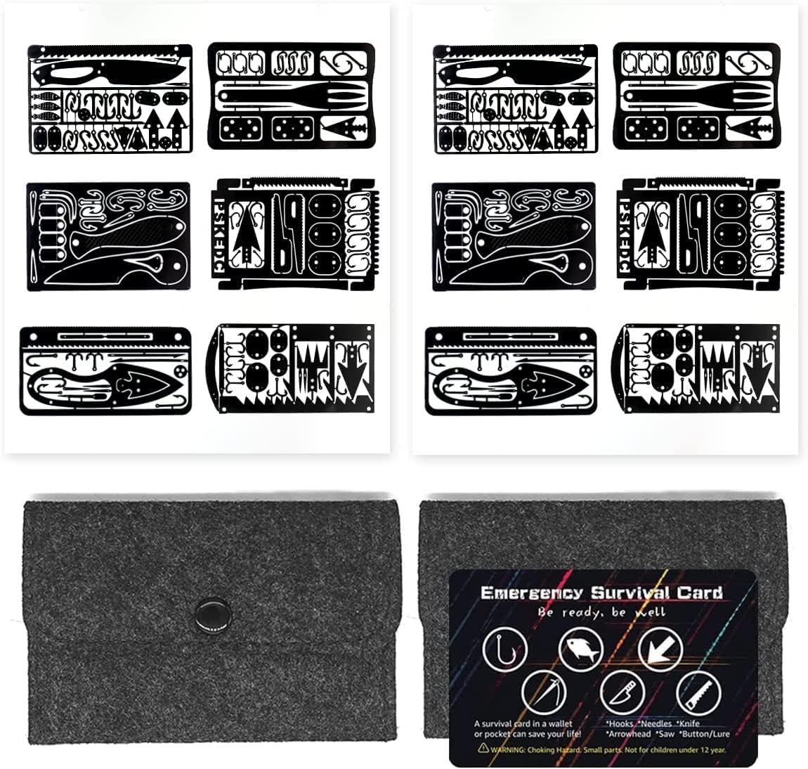 12 Pcs Survival Multitool Card Emergency Camping Tool EDC Kit in Your Wallet